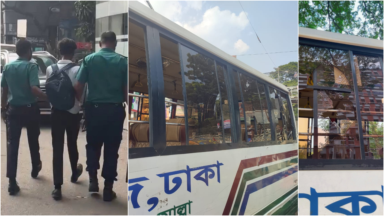 ধানমন্ডি আইডিয়াল কলেজের শিক্ষার্থীদের বিরুদ্ধে ঢাকা কলেজের বাস ভাঙচুরের অভিযোগ
