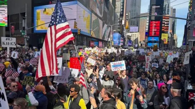 Protesters out in force for anti-Trump ‘No Kings’ rallies across US
