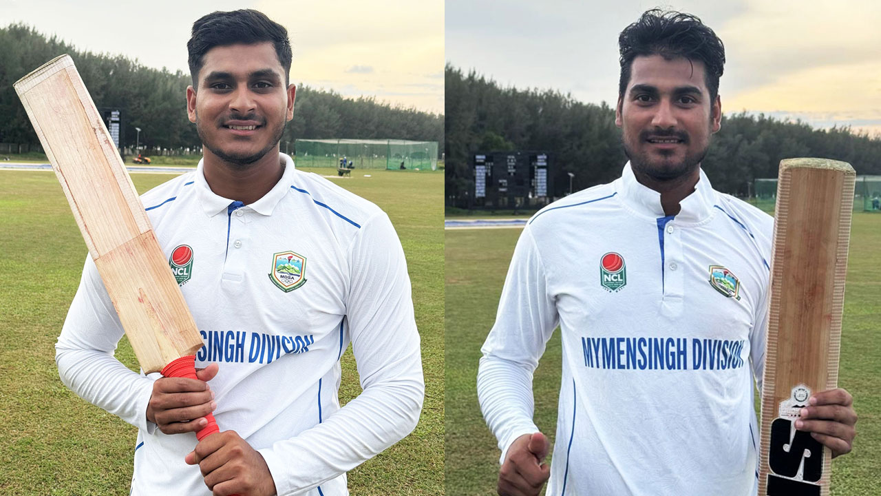 ময়মনসিংহের ঝড়ো শুরু রংপুরের বিপক্ষে: নাইম-রবিনের জোড়া সেঞ্চুরি