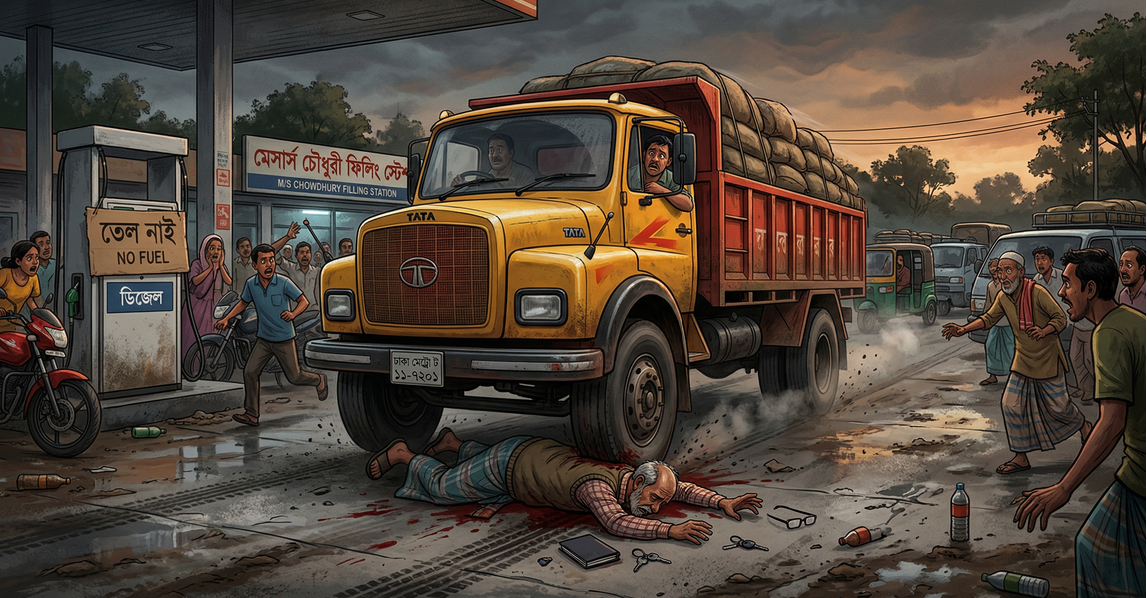 নড়াইলে পাম্প ম্যানেজারকে ট্রাক চাপা দিয়ে হত্যার ঘটনা