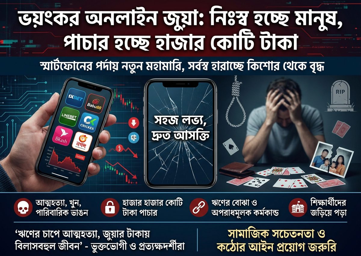 স্মার্টফোনের আড়ালে দেশজুড়ে ভয়ংকর অনলাইন জুয়ার জাল, বিপথগামী তরুণ সমাজ