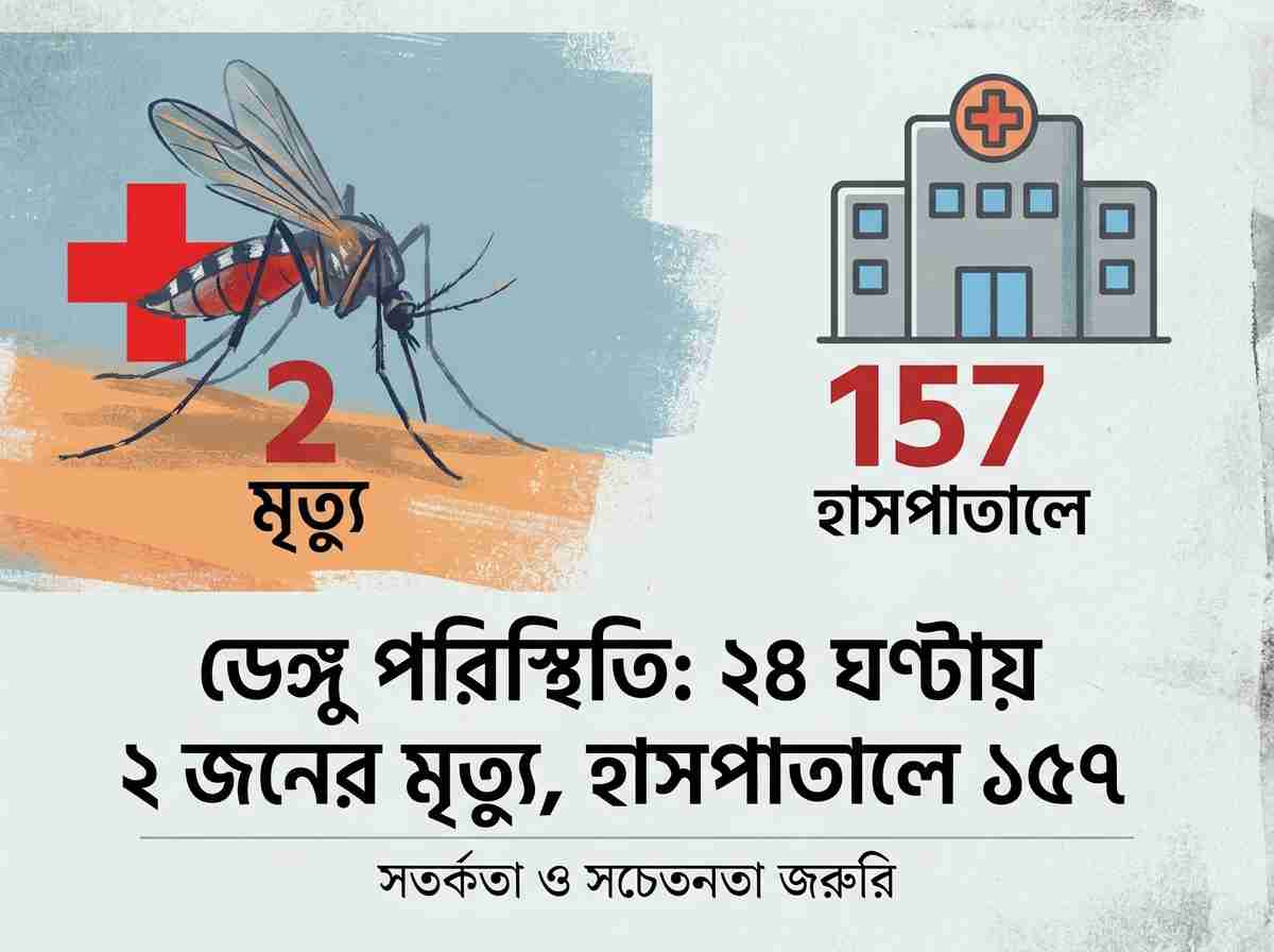 ২৪ ঘণ্টায় ডেঙ্গুতে আরও ২ জনের মৃত্যু, হাসপাতালে ভর্তি ১৫৭