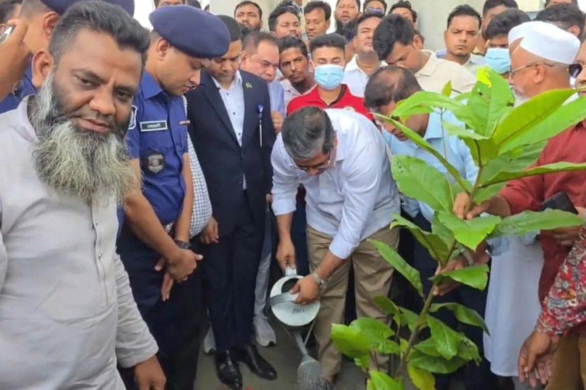 মহাসড়কের ময়লা অপসারণ করে বৃক্ষরোপণ করলেন স্থানীয় সরকার প্রতিমন্ত্রী